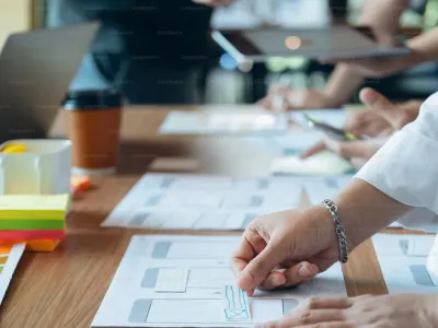 Laptop showing a website sitemap with page structure on screen