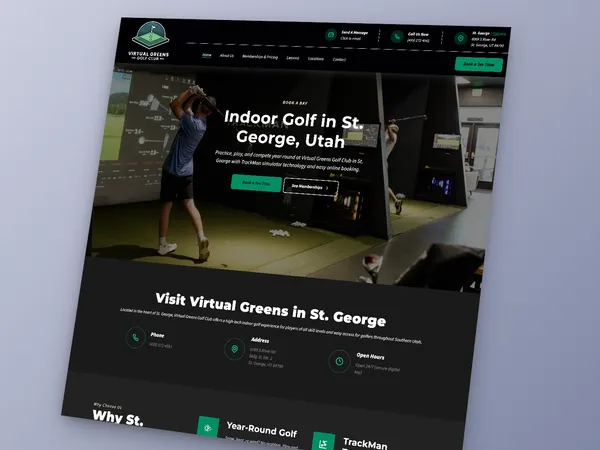 Virtual Greens Golf Club website by Red Rock Web Design