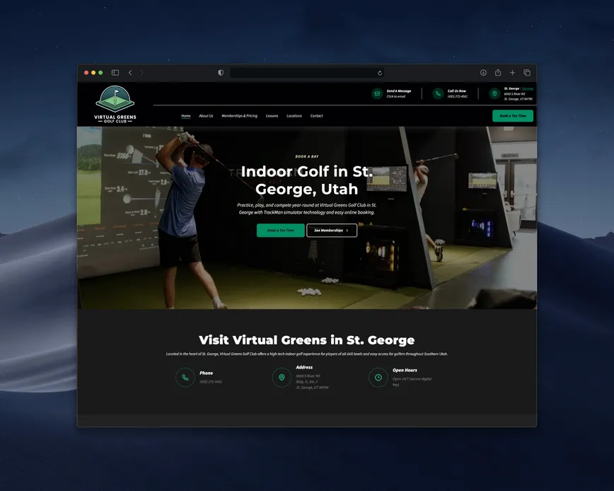 Virtual Greens Golf Club custom website by Red Rock Web Design